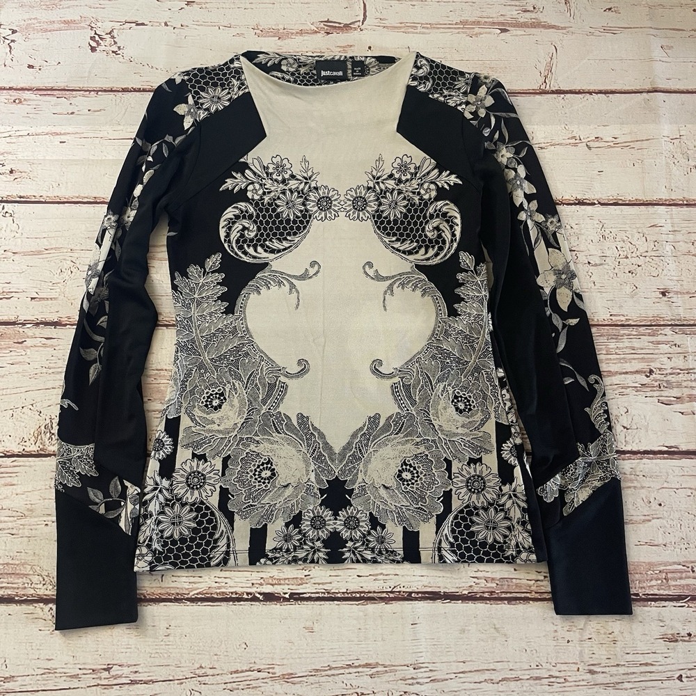 Just Cavalli Black and White Long Sleeve Top
